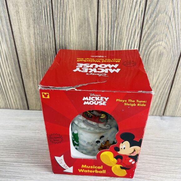 Enesco Disney Snow Globe Musical Mickey & Minnie Pluto Sledding Christmas - Picture 4 of 16